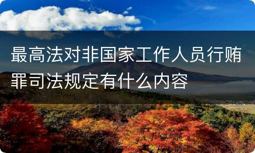 最高法对非国家工作人员行贿罪司法规定有什么内容