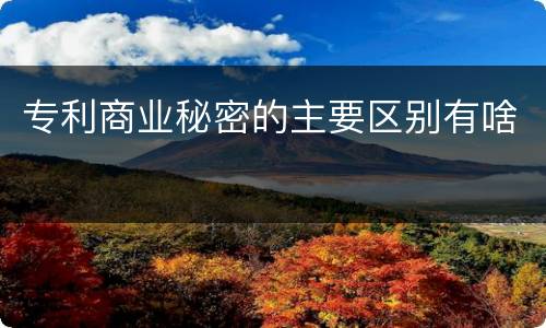 专利商业秘密的主要区别有啥