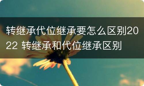 转继承代位继承要怎么区别2022 转继承和代位继承区别