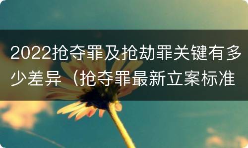 2022抢夺罪及抢劫罪关键有多少差异（抢夺罪最新立案标准）
