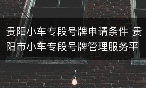 贵阳小车专段号牌申请条件 贵阳市小车专段号牌管理服务平台