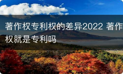 著作权专利权的差异2022 著作权就是专利吗