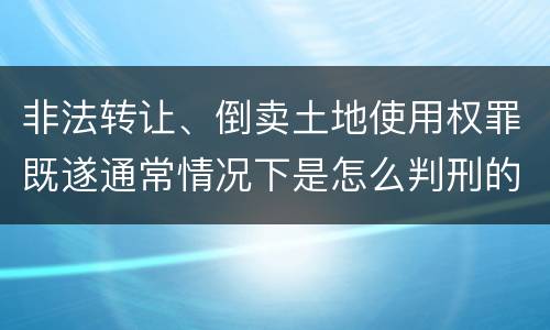 非法转让、倒卖土地使用权罪既遂通常情况下是怎么判刑的