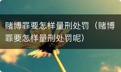 赌博罪要怎样量刑处罚（赌博罪要怎样量刑处罚呢）