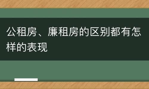 公租房、廉租房的区别都有怎样的表现