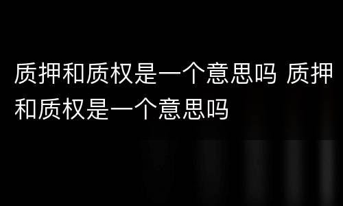 质押和质权是一个意思吗 质押和质权是一个意思吗