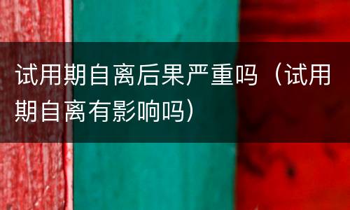 试用期自离后果严重吗（试用期自离有影响吗）