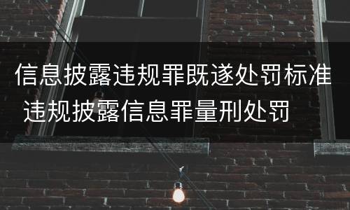 信息披露违规罪既遂处罚标准 违规披露信息罪量刑处罚