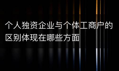 个人独资企业与个体工商户的区别体现在哪些方面