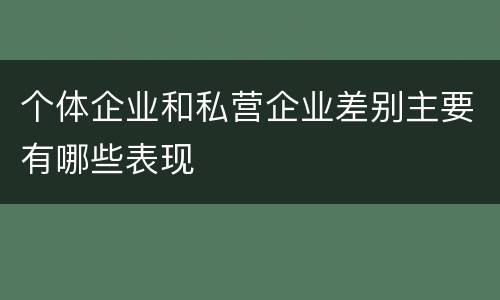 个体企业和私营企业差别主要有哪些表现