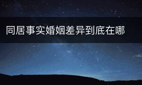 同居事实婚姻差异到底在哪