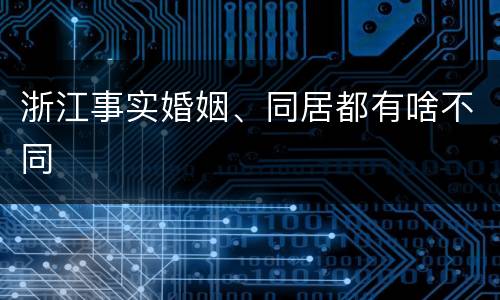 浙江事实婚姻、同居都有啥不同