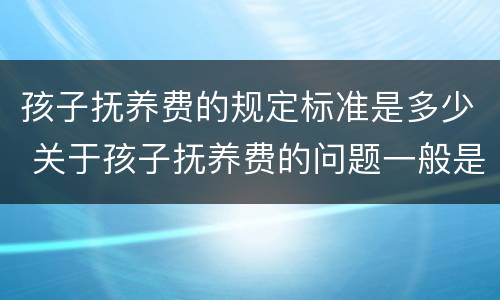 孩子抚养费的规定标准是多少 关于孩子抚养费的问题一般是多少