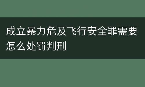 成立暴力危及飞行安全罪需要怎么处罚判刑