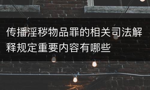 传播淫秽物品罪的相关司法解释规定重要内容有哪些