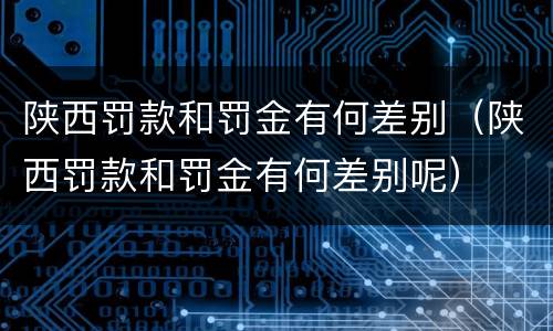 陕西罚款和罚金有何差别（陕西罚款和罚金有何差别呢）