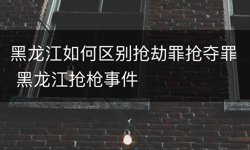 黑龙江如何区别抢劫罪抢夺罪 黑龙江抢枪事件