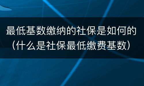 最低基数缴纳的社保是如何的（什么是社保最低缴费基数）