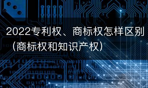 2022专利权、商标权怎样区别（商标权和知识产权）