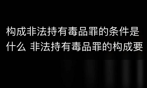 构成非法持有毒品罪的条件是什么 非法持有毒品罪的构成要件