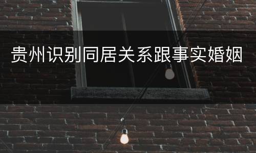 贵州识别同居关系跟事实婚姻