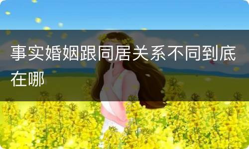 事实婚姻跟同居关系不同到底在哪