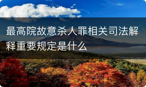最高院故意杀人罪相关司法解释重要规定是什么
