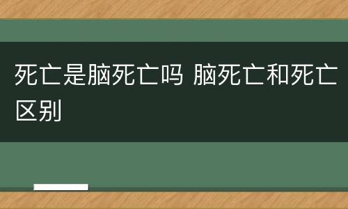 死亡是脑死亡吗 脑死亡和死亡区别