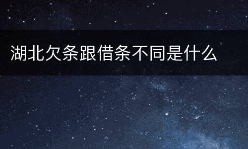 湖北欠条跟借条不同是什么
