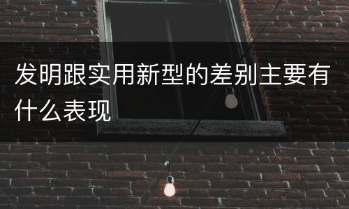 发明跟实用新型的差别主要有什么表现