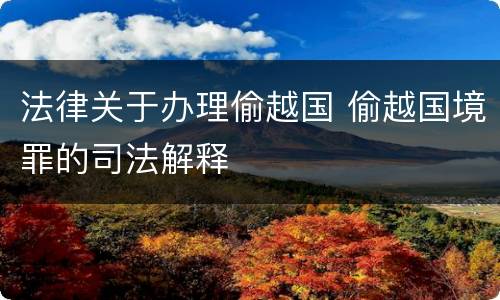 法律关于办理偷越国 偷越国境罪的司法解释