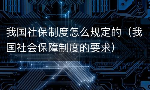 我国社保制度怎么规定的（我国社会保障制度的要求）