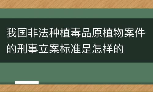 我国非法种植毒品原植物案件的刑事立案标准是怎样的