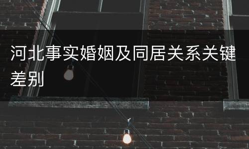 河北事实婚姻及同居关系关键差别