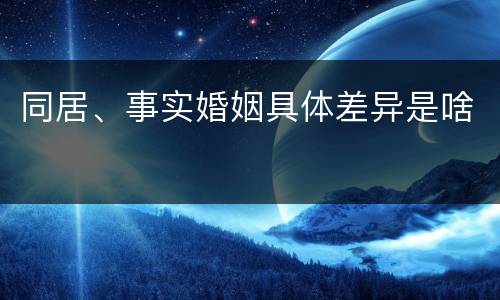 同居、事实婚姻具体差异是啥