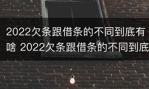 2022欠条跟借条的不同到底有啥 2022欠条跟借条的不同到底有啥区别