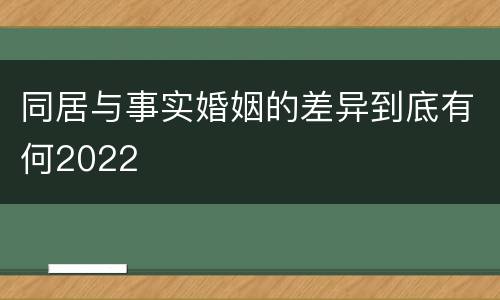 同居与事实婚姻的差异到底有何2022