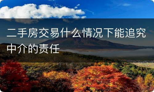 二手房交易什么情况下能追究中介的责任