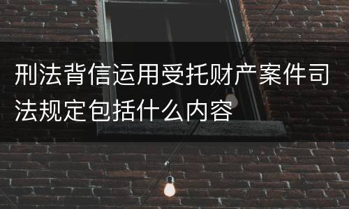 刑法背信运用受托财产案件司法规定包括什么内容