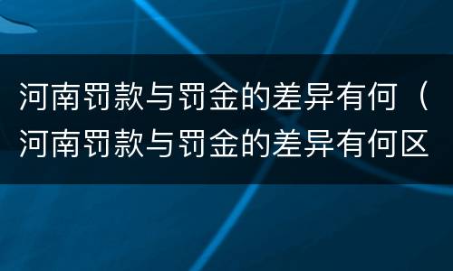 河南罚款与罚金的差异有何（河南罚款与罚金的差异有何区别）