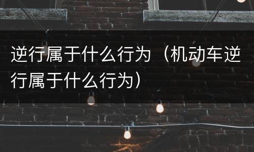 逆行属于什么行为（机动车逆行属于什么行为）