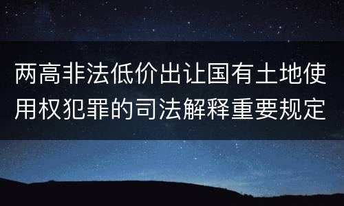两高非法低价出让国有土地使用权犯罪的司法解释重要规定都有哪些