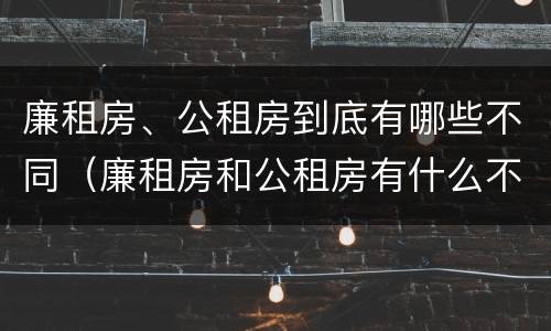 廉租房、公租房到底有哪些不同（廉租房和公租房有什么不同）