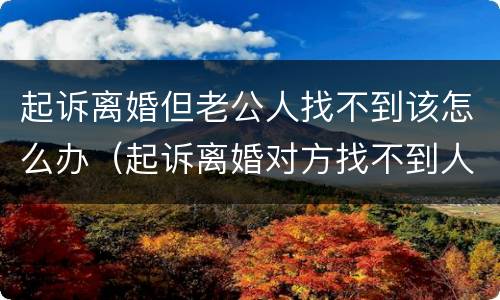 起诉离婚但老公人找不到该怎么办（起诉离婚对方找不到人法院会怎么处理）