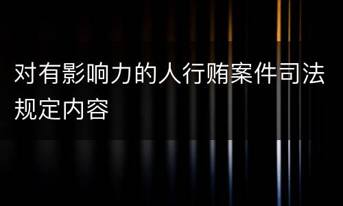 对有影响力的人行贿案件司法规定内容