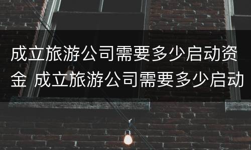 成立旅游公司需要多少启动资金 成立旅游公司需要多少启动资金才能投资