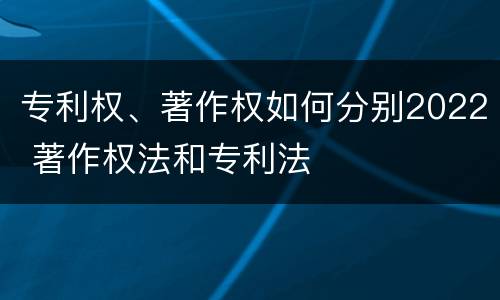 专利权、著作权如何分别2022 著作权法和专利法