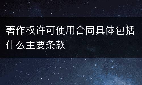 著作权许可使用合同具体包括什么主要条款