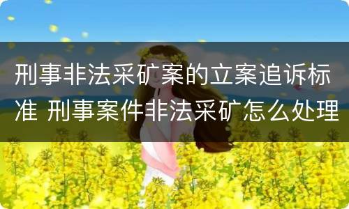 刑事非法采矿案的立案追诉标准 刑事案件非法采矿怎么处理