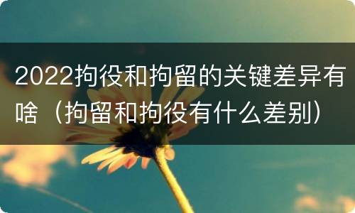 2022拘役和拘留的关键差异有啥（拘留和拘役有什么差别）